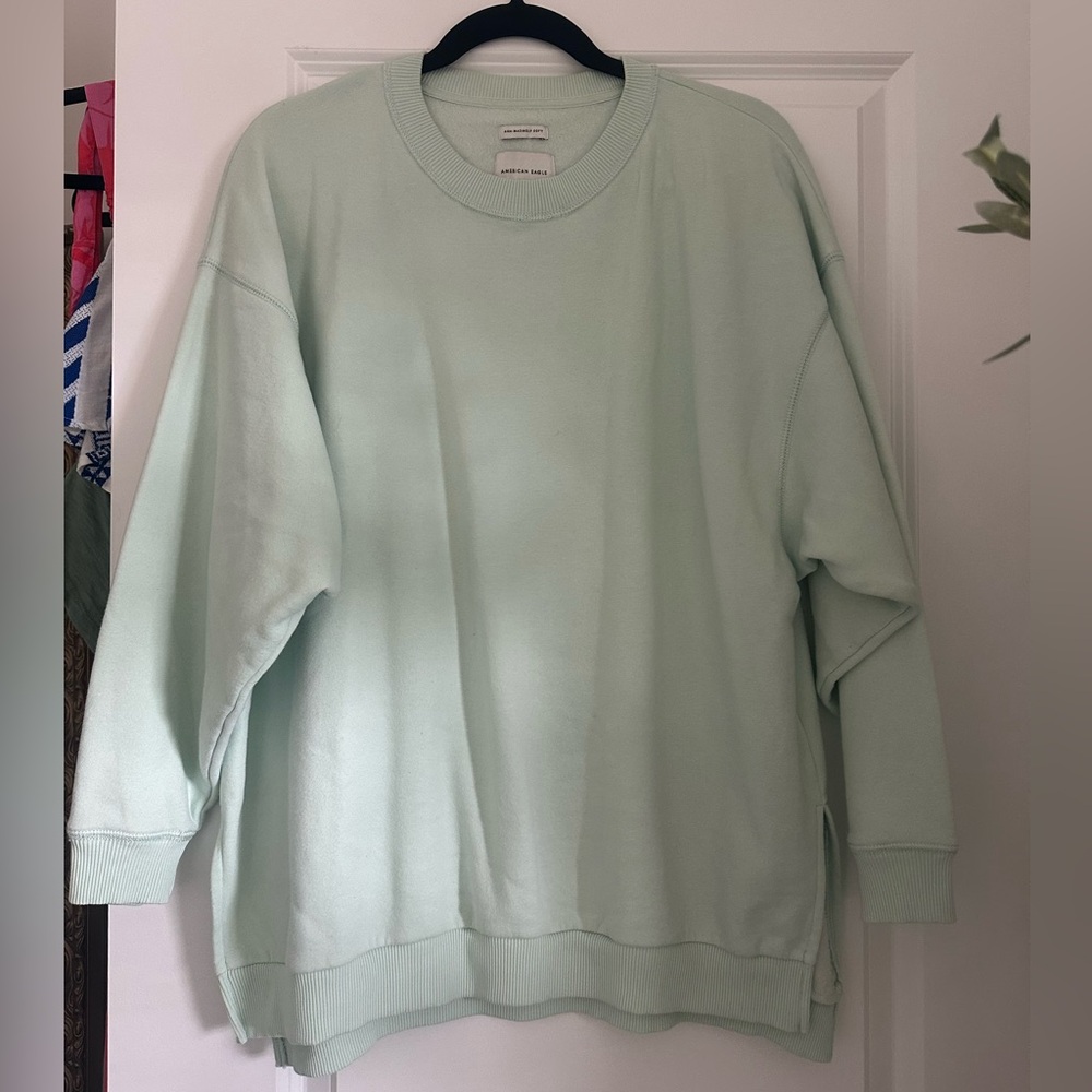 American Eagle Oversized Mint Green Crewneck Sweater | size S